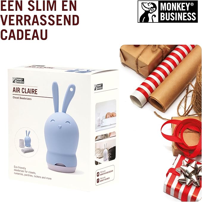Monkey Business Odor Eliminators, Deodorizers For Cupboards And Small Areas, Activated Charcoal Also Keeps Wardrobes, Lockers, Gym Bags Fresh, Odor Absorber Eco-friendly (Air Claire - Blue)