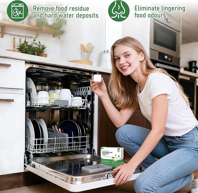 Dishwasher Detergent Machine Tablets, Fragrance-Free, Plant-Based Dishwasher Tablets, All in 1 Dishwasher Clean Refill, 60 Count