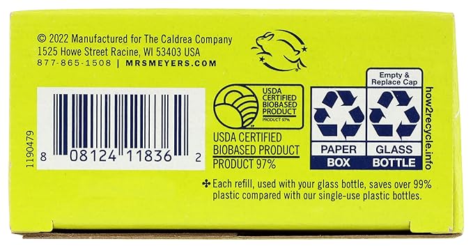 MRS MEYER'S Lemon Verbena Multi Surface Cleaner Refill, 4 FZ