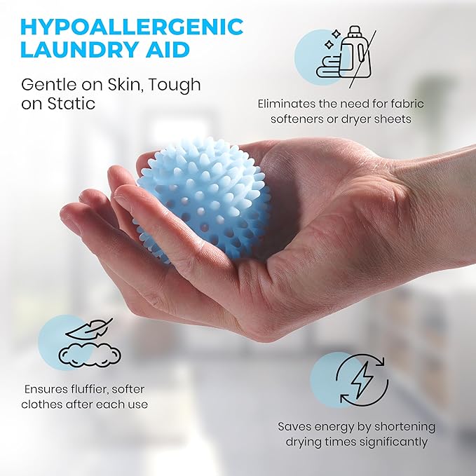 Handy Laundry Reusable Laundry Dryer Balls - A Natural Alternative to Fabric Softener, Reduce Drying Time and Save on Energy, Soft Fluffy Clothes, Fewer Wrinkles, Less Static Cling (Pack of 4)