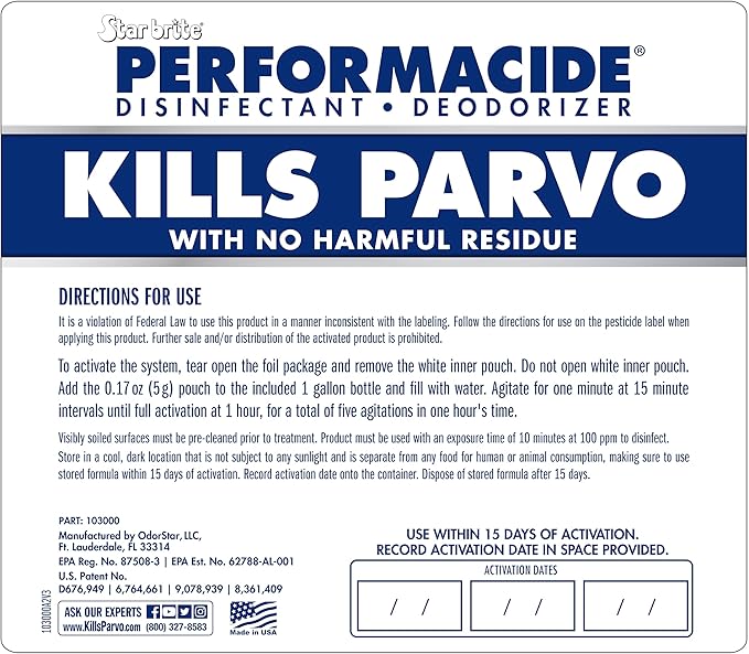 STAR BRITE Performacide 1 Gallon Kit – Kills Parvo Virus, Ideal for Veterinary Hospitals & Kennels