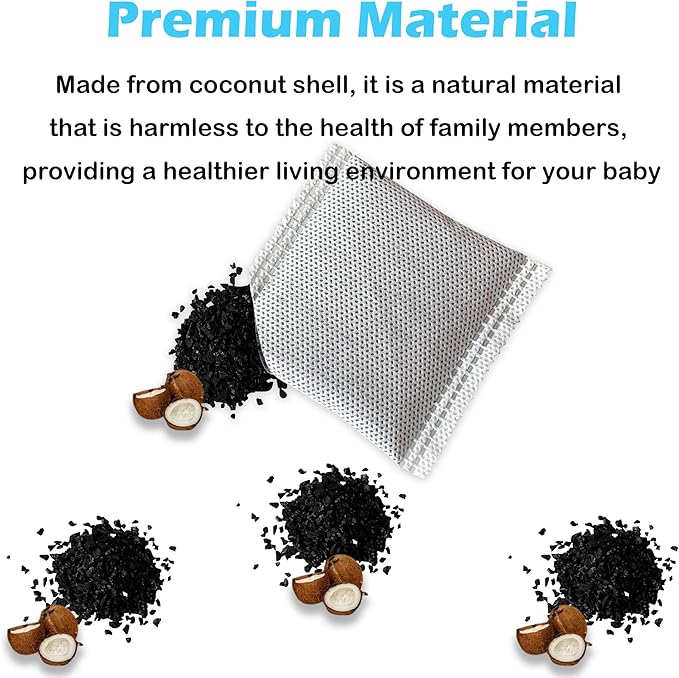 2 Pack Stick On Deodorizing Box, 12 Pack Odor Removing Refills for Trash Can, Activated Charcoal Odor Eliminator for Indoor Kitchen Trash/Diaper Pails/Wardrobe/Shoe Cabinet (Orange)