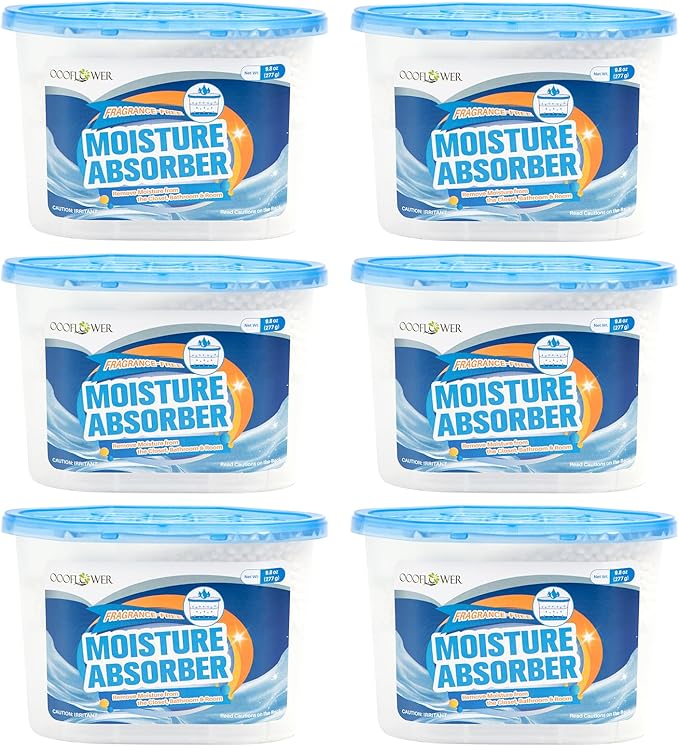 6-Pack Moisture Absorber, 9.8 oz (277g), Traps Moisture & Humidity, Portable Dehumidifier for Closets, Bathrooms, Toilets, Study Rooms, RVs, Basements