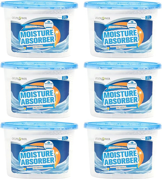 6-Pack Moisture Absorber, 9.8 oz (277g), Traps Moisture & Humidity, Portable Dehumidifier for Closets, Bathrooms, Toilets, Study Rooms, RVs, Basements