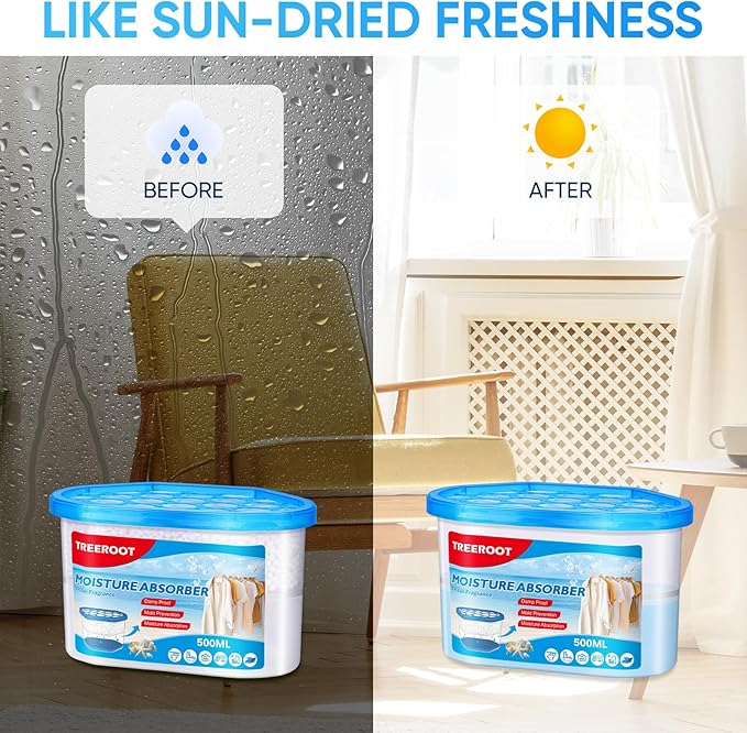 16 Pack Moisture Absorbers, 10.5 OZ Humidity Absorber Bucket, Moisture Absorbers for Closet, Dehumidifier Bucket for Wardrobes (Ocean Scent), Kitchens and Bathrooms