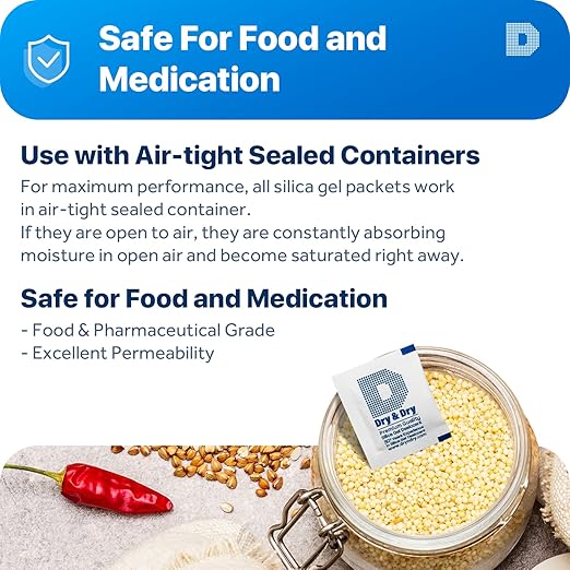 Dry & Dry 3 Gram [5000 Packets] Silica Gel Packets Silica Gel Desiccants, Silica Gel Packs - Rechargeable Moisture Absorbers for Food Storage, Electronics, 3D Filament & Safes