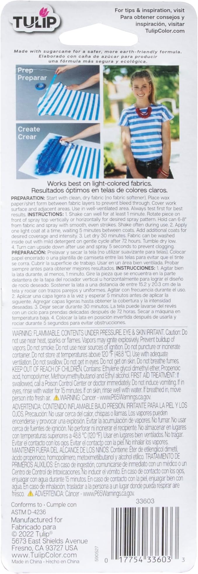 Tulip ColorShot Instant Fabric Spray Paint, Permanent Color Spray-On Fabric Paint, 3oz, Blue
