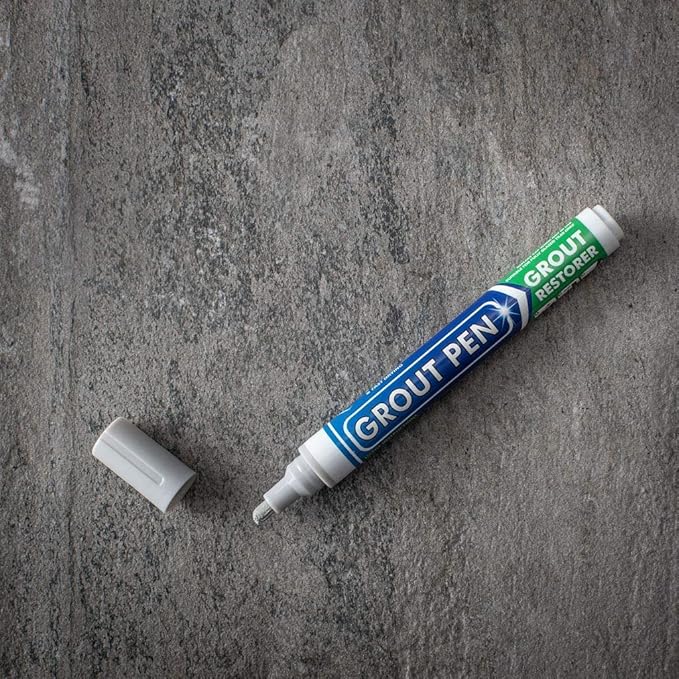 Grout Pen Tile Paint Marker: Winter Grey 1 Pack and 2 Pack with Extra Tips (Narrow, 5mm) - Waterproof Grout Colorant and Sealer Pen to Renew, Repair, and Refresh Tile Grout - Cleaner Floor Pens