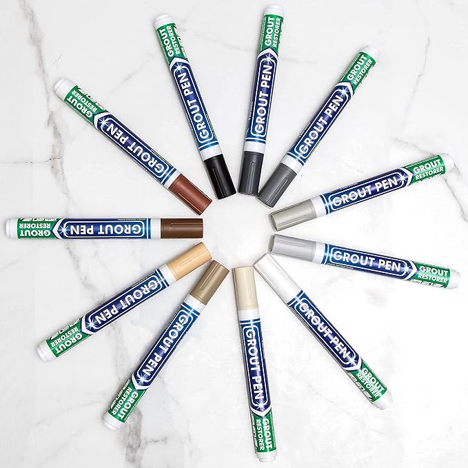 Grout Pen White Tile Grout Paint Marker Replacement Tips: 5 Pack of Narrow 5mm - Waterproof Grout Paint Pen, Grout Colorant and Sealer Pen to Renew, Restore and Refresh Tile Grout