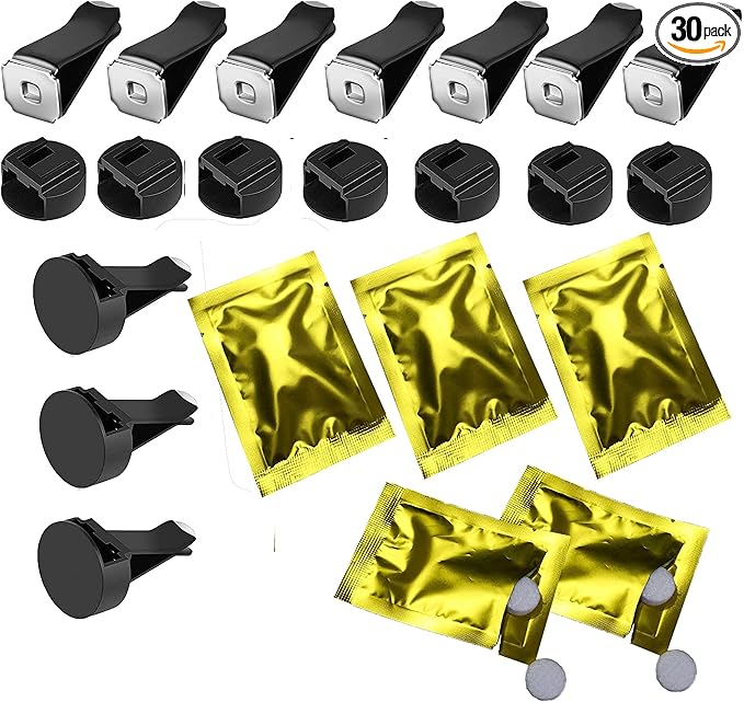 Car Air Vent Clips with Slot Head，Air Freshener Clip Auto Fragrance Pads replacement clips DIY Decorations for Office Home Automotive (10Pcs,Black)