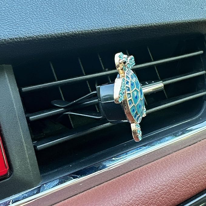4pcs Cute Sea Turtles Car Air Vent Diffuser – Clip-On Fragrance Air Freshener for Cars with Replaceable Refills, Adorable Animal Car Vent Clip for SUV & Truck (Blue Green, Ocean)