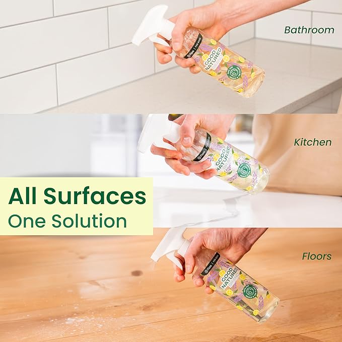 Good Natured Brand All-Purpose Cleaner Concentrate | Multi-Surface Cleaner | Natural Lemon Essential Oil | Multipurpose Cleaner Concentrate All Surfaces | Lemon Love | 4oz makes 64oz