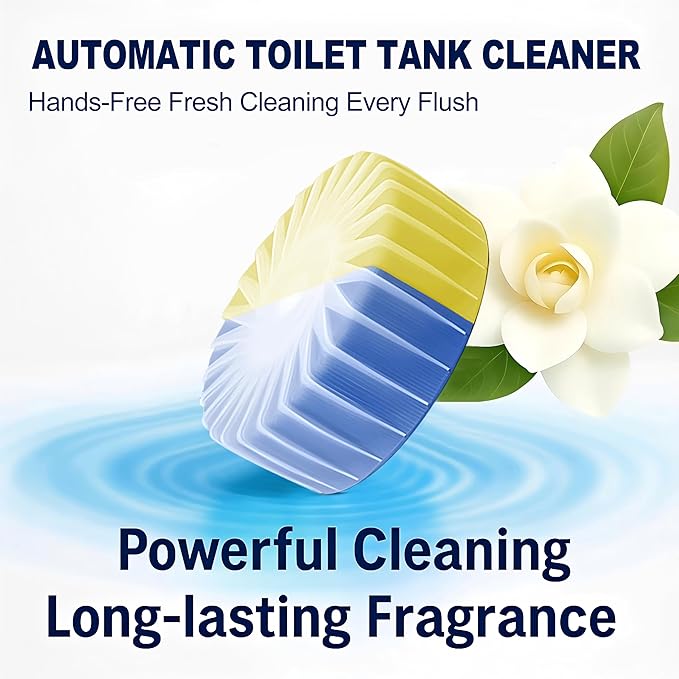 Automatic Toilet Bowl Cleaner Tablets, 10 Pack Long-Lasting Toilet Tank Cleaner for Bathroom, Blue Water Freshener, Prevents Stains & Odor, Safe for All Toilets - 10 Pack (Yellow+Blue)