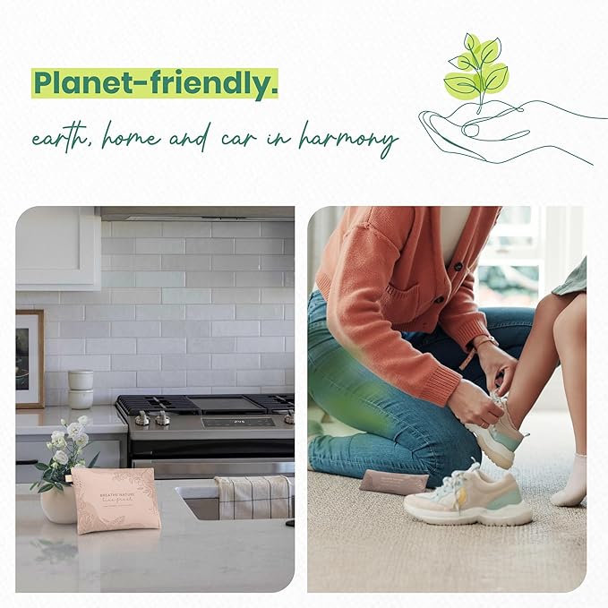 Roonin Bamboo Charcoal Bags Odor Absorber (6-Pack), Natural Air Purifier & Pet Safe Deodorizer for Home, Car and Closet - Odor Remover for Strong Smells