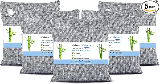 Natural-Breeze Bamboo Activated Charcoal Air Purifying Bags -5 Packs of 200g (NB300-5Pks)