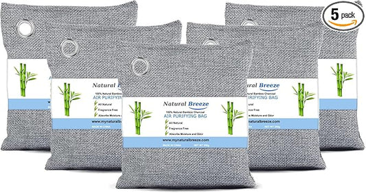 Natural-Breeze Bamboo Activated Charcoal Air Purifying Bags -5 Packs of 200g (NB300-5Pks)