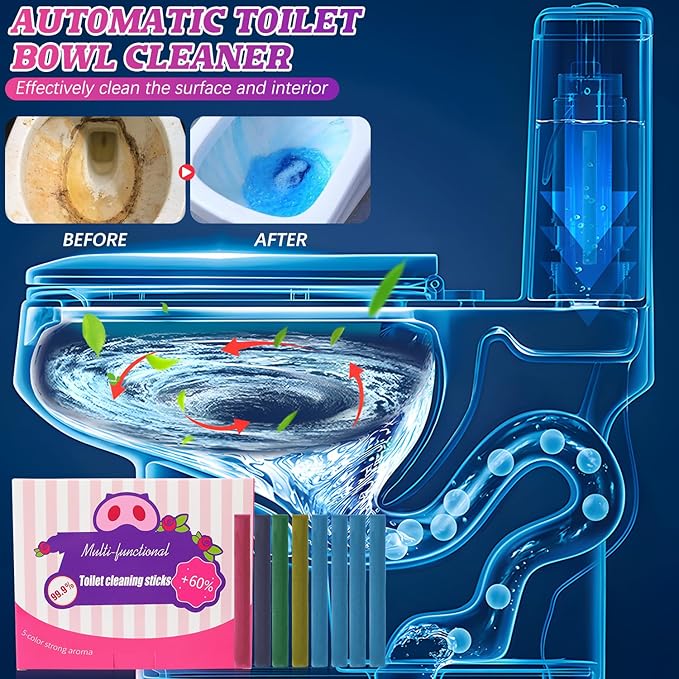 Multi-Functional Toilet Cleaning Sticks-Drop in Tank Cleaner & Freshener with Long-Lasting Freshness for Toilet Bowl