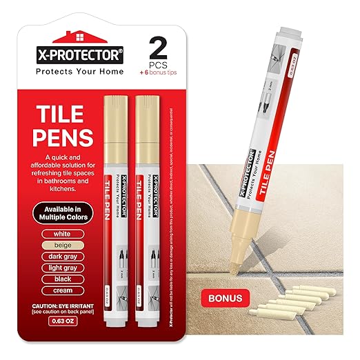 X-Protector Water Based Grout Marker - 2 PCS with 8 Tips, True Beige