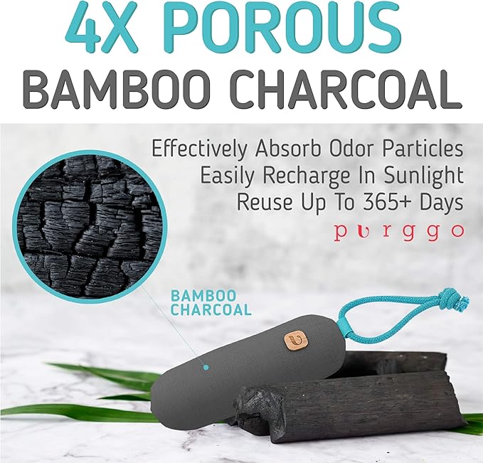 Bamboo Charcoal Air Purifying Bag - Last 365+ Days - Shoe Deodorizer, Odor Eliminator - No Chemicals - Air Freshener for Shoes and Closet - Remove Odor Naturally - [4 Pack] [Gray]