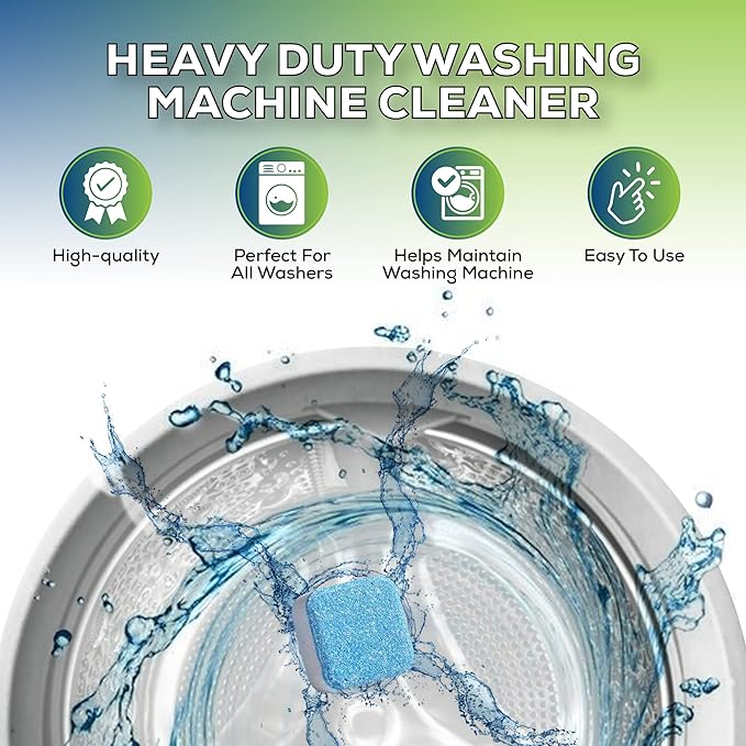 True Fresh 15-Pack Washing Machine Cleaner Tablets (12-Month Supply) & 2-in-1 Toilet Brush & Plunger Set - Ultimate Deep Cleaning for a Fresh, Sparkling Home