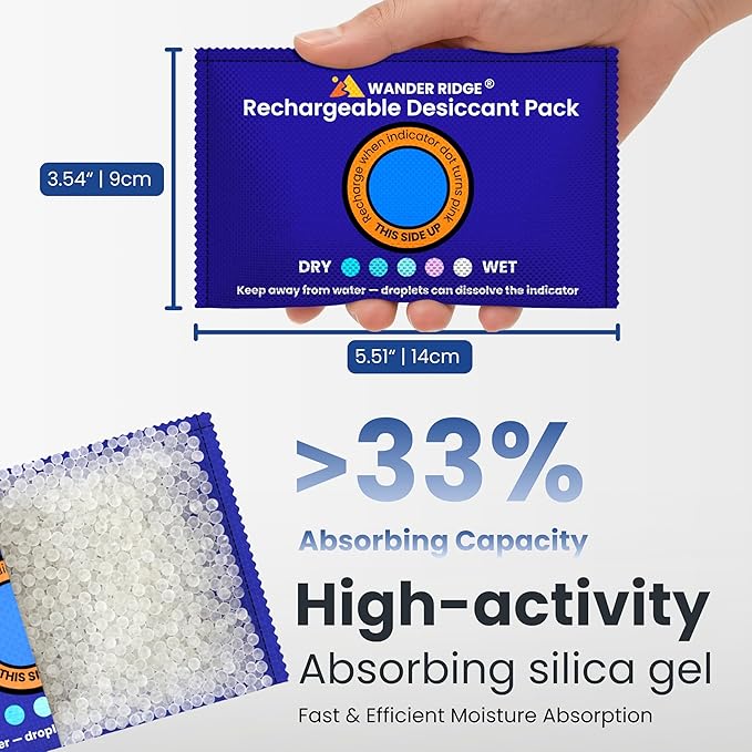 100g Rechargeable Desiccant Packs – Reusable Silica Gel Moisture Absorber, Car Dehumidifier Moisture Absorber with Humidity Indicator, Desiccant Packs for Storage, Closet & Gun Safe [5 Pack]
