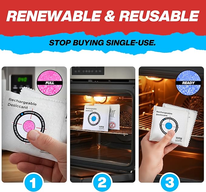 Cedar Mill Fine Firearms Gun Safe Dehumidifier – 100g Rechargeable Desiccant Packs - Reusable Moisture Absorbers for Rifle Cases, Firearms, Closet, Car - Pack of 2