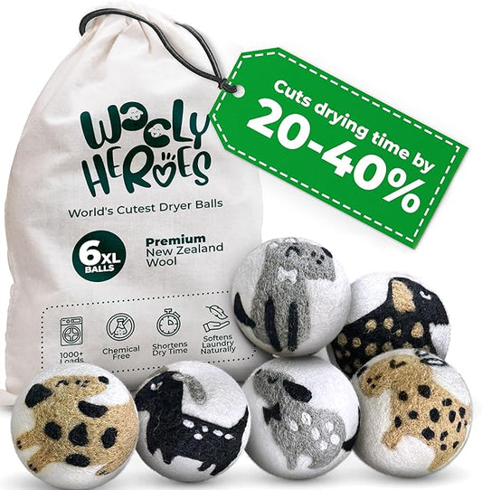 No More Dryer Sheets! XL Wool Dryer Balls 6-Pack, Reusable Laundry Softener & Static Reducer, Eco-Friendly, Long-Lasting, Safe for Sensitive Skin