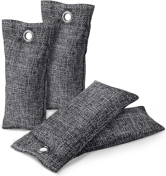 WSSROGY 4 Pack Activated Charcoal Odor Absorber, Bamboo Charcoal Air Purifying Bags Odor Eliminator Air Freshener Deodorizer for Shoe, Closet, Car, Basement