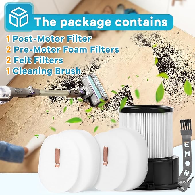 IP3251 Vacuum Replacement Filters for Shark PowerDetect Cordless Upright Cleaner IP3251, IP3253, IP1251, 1 HEPA Filter and 2 Foam & Felt Filters