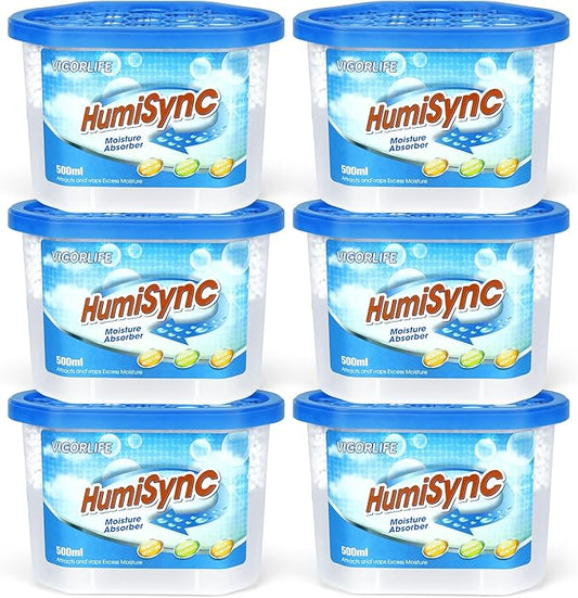 Moisture Absorber 6 Pack, 10.5 Oz Portable Humidity Absorber Boxes for Your Bathroom, RV & Car Moisture Control, Dehumidifiers Attracts Extra Moisture for Closet, Unscented
