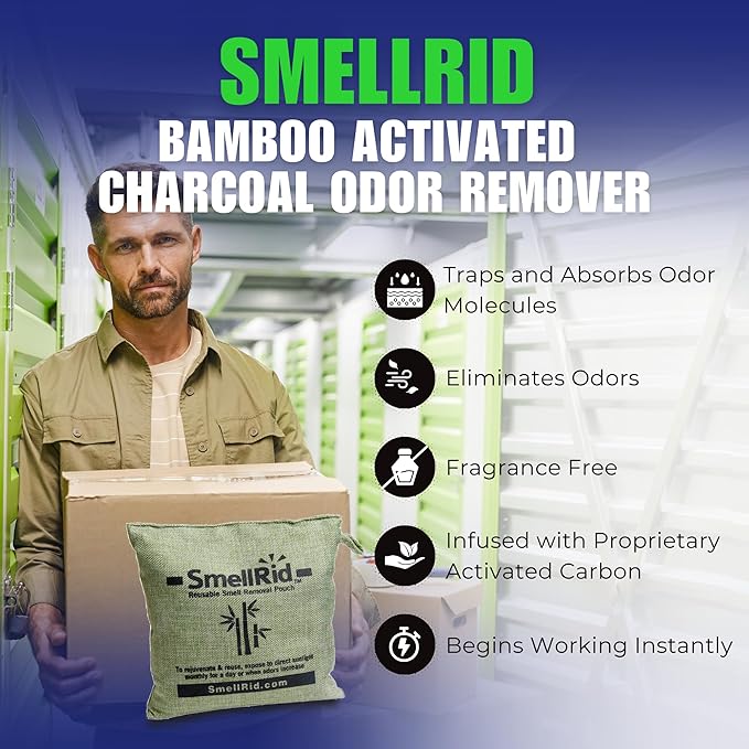 SMELLRID Activated Carbon Odor Eliminator Pouch – Neutralizes Odors in Closets