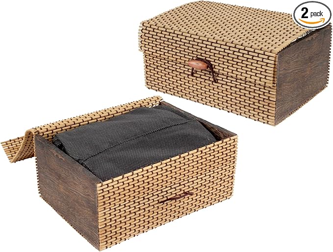 BambooMN Granulated Bamboo Charcoal Odor Absorber Bag in Decorative 6.25" x 4.75" x 3" Brown Box, 2 Pieces