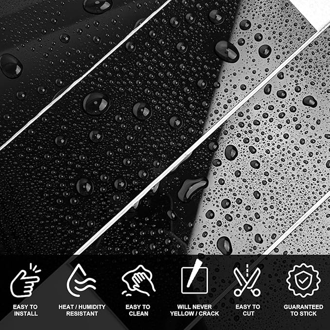 24-Pieces Peel and Stick Tiles for Kitchen Backsplash, New Upgrade Design 12" x 3"SPC Subway Backsplash Tiles, Marble Black Premium Finger Tiles, Peel and Stick Backsplash for Kitchen.