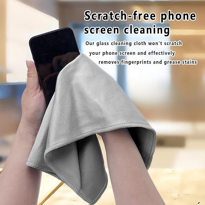 6 Pack Glass Cleaning Cloth Microfiber Cleaning Cloth for Window Eveglass Jewelry Lens (Gray)