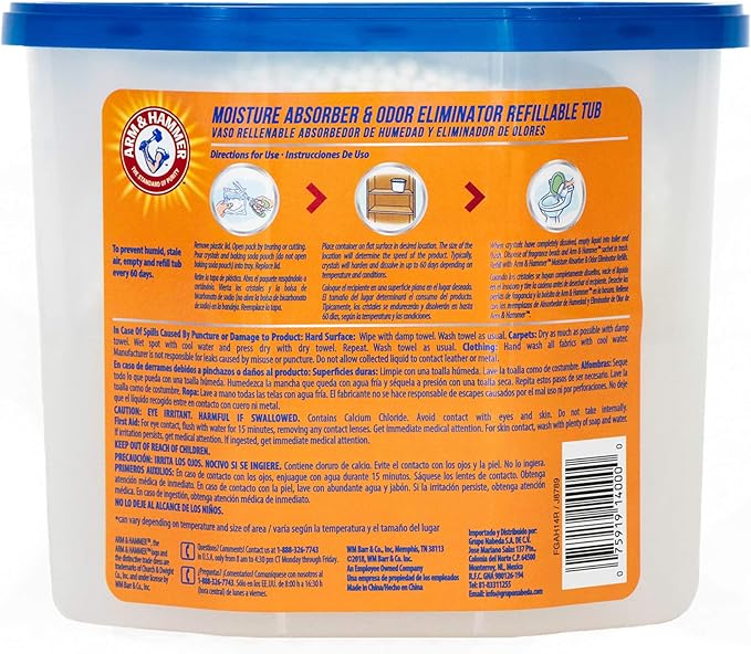 Arm & Hammer AH Refillable Tub 2-14 OZ Amazon Moisture Absorber, 2 Count, White,Blue, 28 Oz