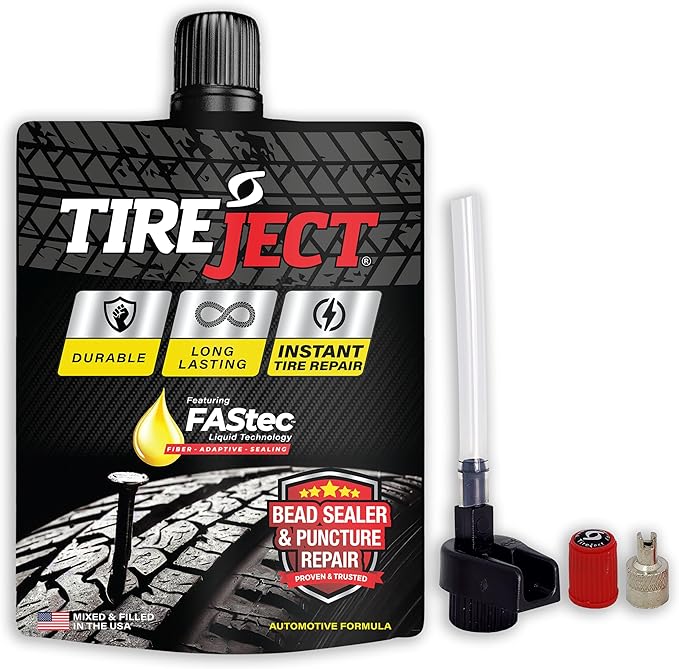 TireJect Automotive Sedan/Crossover/Truck 2-in-1 Tire Sealant & Bead Sealer Kit for tire repair of leaks and punctures