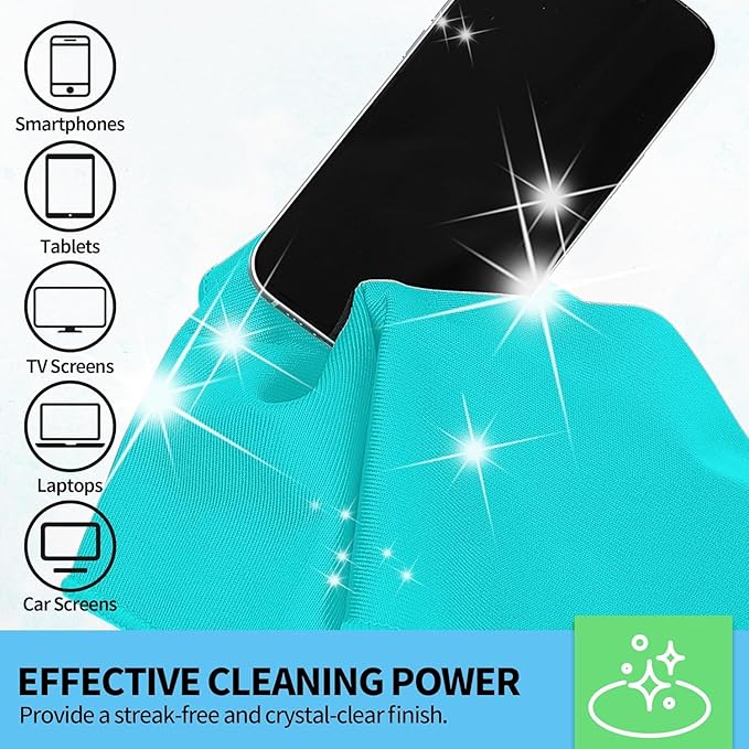HOMERHYME Microfiber Cleaning Cloth - 6 Pack Glasses Cleaning Cloth, 16" x 14" Window Cleaning Rags, Streak Free Lint Free Polishing Cloths Wipes for Eye Glass, Stainless Steel, Windshield, Turquoise