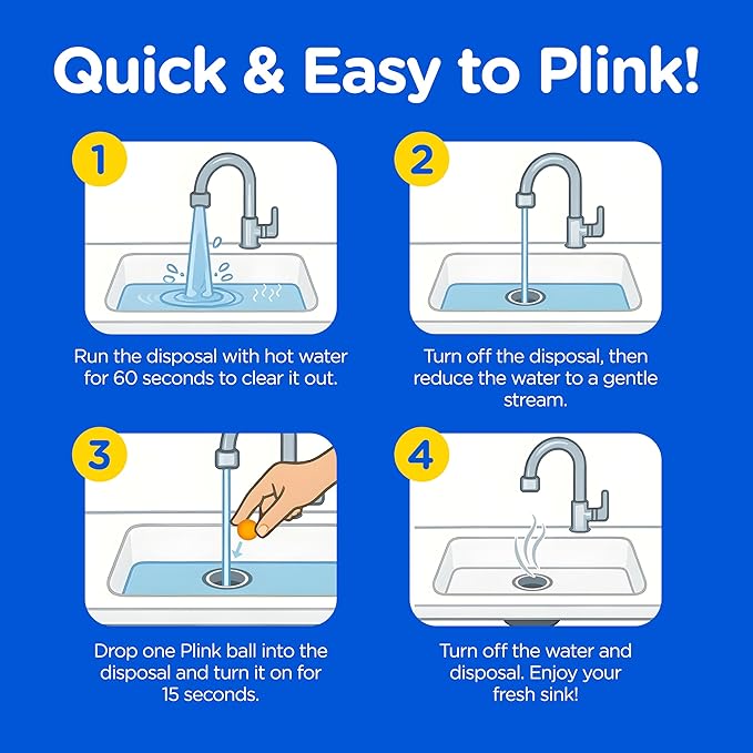 COMPAC HOME Plink Garbage Disposal Cleaner and Deodorizer, Air Fresheners for Garbage Disposal, Orange Scent, Home Cleaning Products for Kitchen Sink and Clogged Drains, Pack of 2-40 Count Total