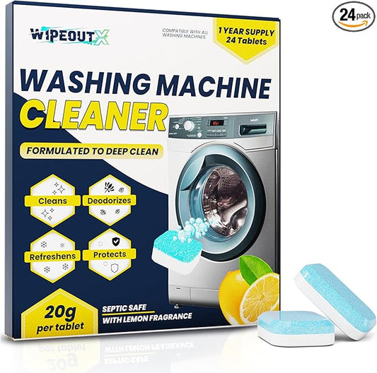 Washing Machine Cleaner – 24 Pack (1-Year Supply) Washing Machine Cleaning Tablets, Deep Clean for Front & Top Load Washers, Septic Safe, Eco-Friendly Deodorizer