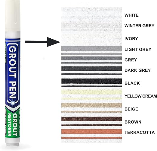 Grout Pen Tile Paint Marker: 2 Pack Ivory with 5 Pack Replacement Tips (Narrow, 5mm) - Waterproof Grout Colorant and Sealer Pen to Renew, Repair, and Refresh Tile Grout - Cleaner Coating Stain Pens