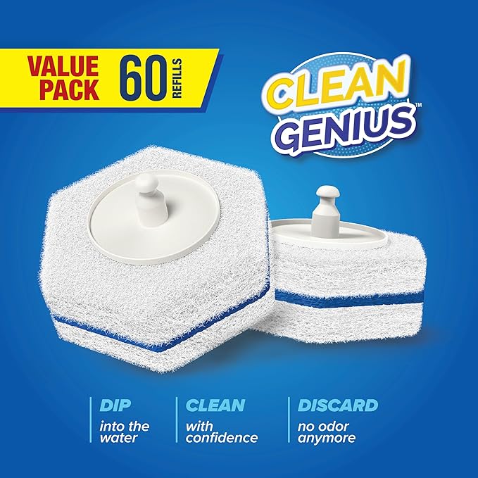 Disposable Prefilled Toilet Cleaning Scrubbers, 60 Count