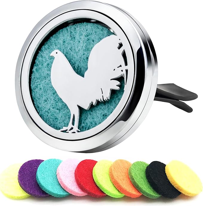 AZNECK Car Diffuser Vent Clip Car Essential Oil Diffuser Vent Clips Air Freshener 10 Felt Pads Chicken Mother's Christmas Birthday Car Accessories Gifts for Women & Men