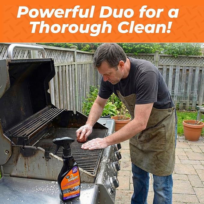 Proud Grill Company Q-Swiper 2-Minute Miracle Grill & Grate Cleaner with Scrub Clean Cloth - Degreaser Spray for BBQ, Oven, Stove, Kitchen Tops & Surfaces, Grate & Grease Remover, Smoker Cleaning Kit