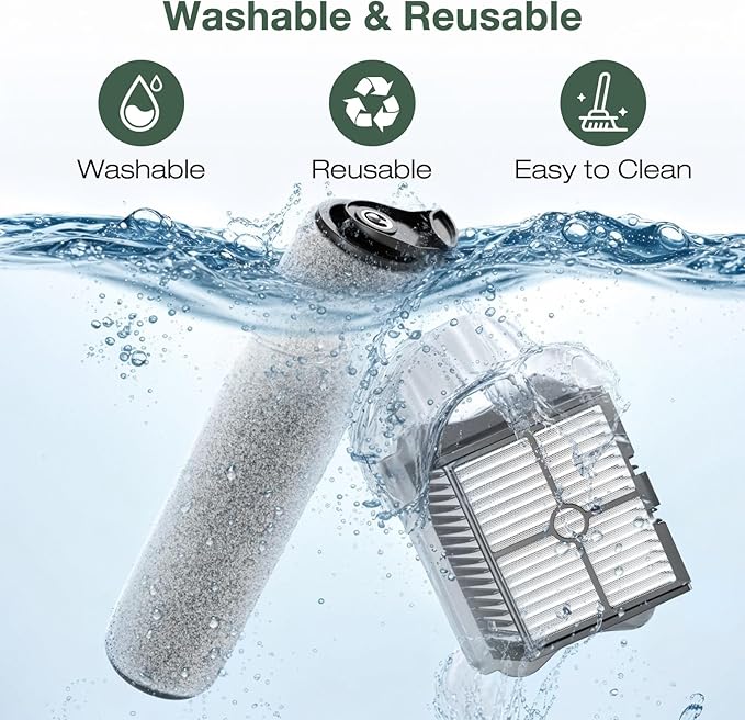 1+2 Pack iFloor 3/ S3 Brush Roller and HEPA Filter Set Compatible with Tineco iFloor 3/ Floor One S3 Cordless Vacuum Cleaners, 1 Pack Brush Roller + 2 Pack Vacuum HEPA Filters + 1 Pack Cleaner Tool