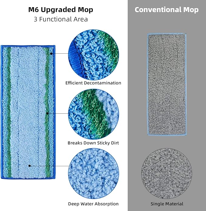 8 Pack Mop Pad for iRobot Braava Jet M6 Ultimate Robot Mop, Upgraded M6 Wet Mopping Pad, Washable Microfiber Replacement Cleaning Pad