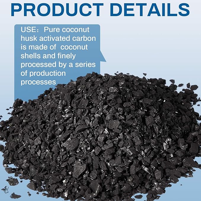 Timgle Bulk Water Air Filter Activated Charcoal Coconut Hull Granular Activated Carbon 10-18 Mesh Water Distiller Charcoal Filters Media for Filtration(20 Lbs)