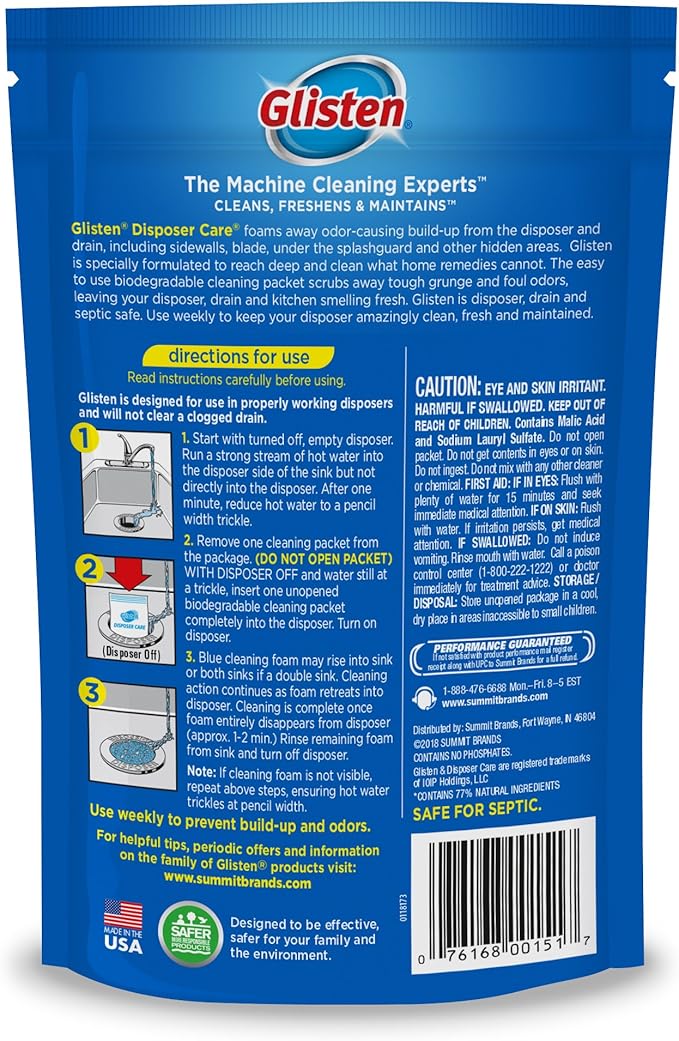 Glisten Garbage Disposer Care Foaming Cleaner and Plink Deodorizer Capsules