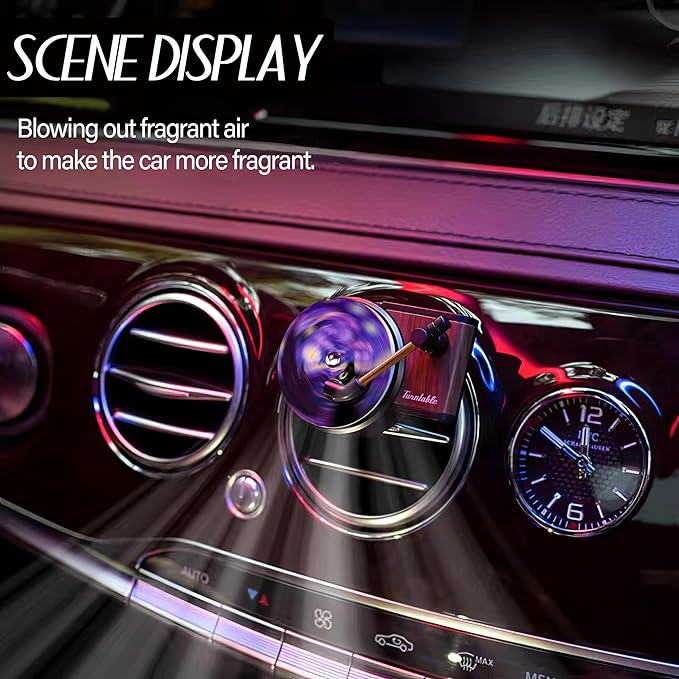 Maicican 12 PCS Starry Sky Cat Car Air Freshener Vent Clip, Cute Car Air Freshener with Record Player Design, Unique Car Accessories and Decor for Music Lovers or Cat Lover (Starry Sky Cat A)