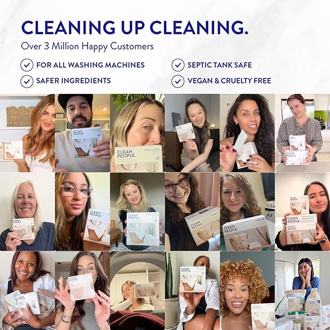 The Clean People Unscented Baby Laundry Detergent Sheets - Hypoallergenic - Ultra Concentrated, Recyclable Packaging, Fights Stains & Odors on Baby Clothes & Bedding - Fragrance Free, 32 Pack