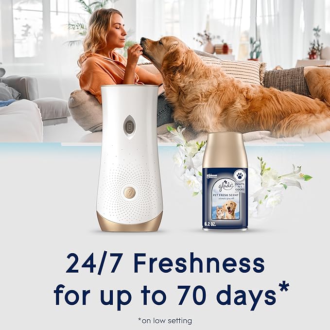 Glade Automatic Spray Refill, Pet Fresh Scent, Scented Air Freshener for Home and Bathroom, 6.2 Oz